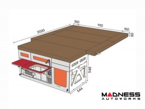 Volkswagen ID. Buzz Camper Kit - Sleeping Platform w/ Kitchen Box - Tan / Orange